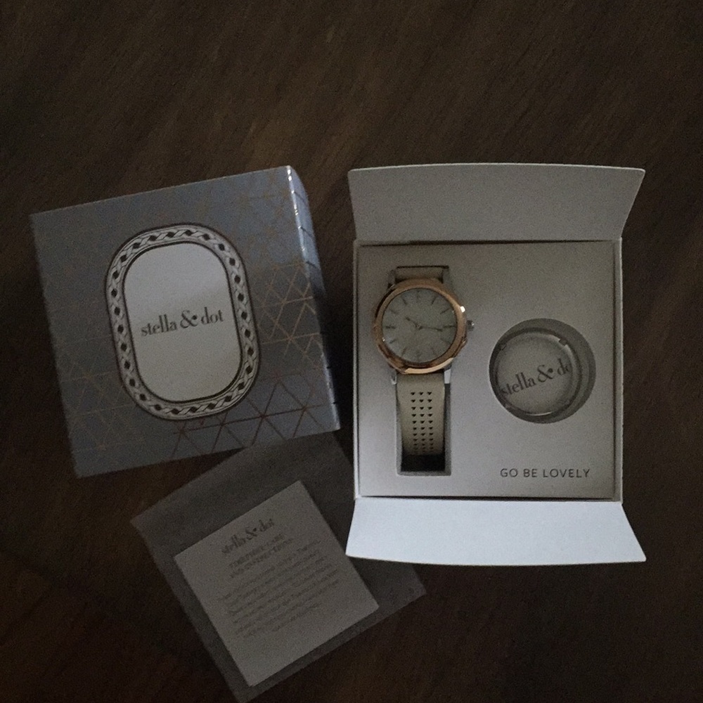 Stella & Dot watch stone rose gold